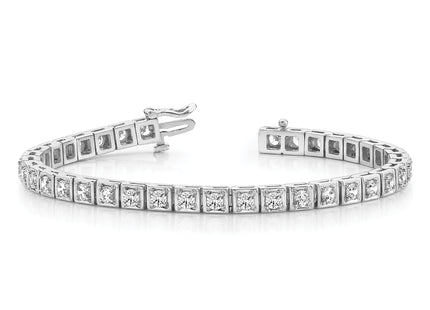 14k White Gold Complete 1.75 carat Round AAA Diamond 4-prong Tennis Bracelet