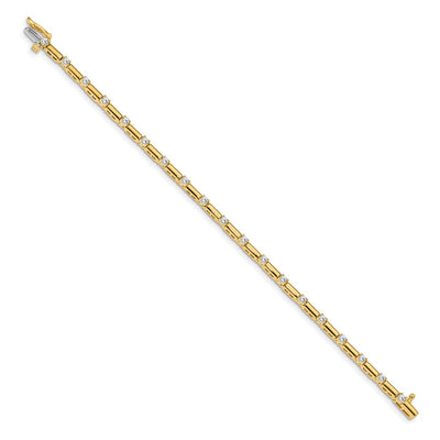 14K Complete 1 Carat Round Diamond Bar Link Tennis Bracelet