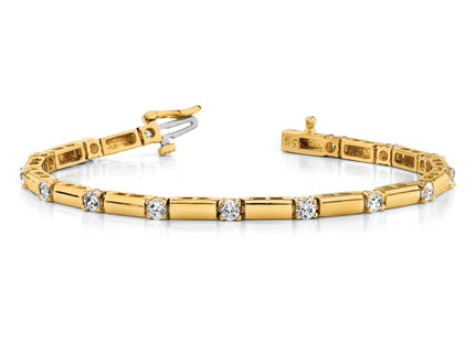 14k Complete 1 carat Round AAA Diamond Bar Link Tennis Bracelet