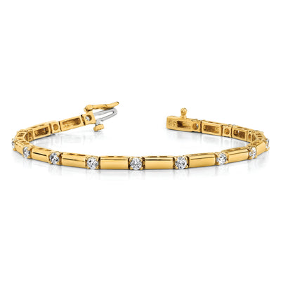 14K Complete 1 carat Round AAA Diamond Bar Link Tennis Bracelet