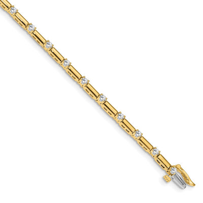 14K Complete 1 Carat Round Diamond Bar Link Tennis Bracelet