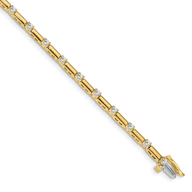 14k Complete 1 Carat Round Diamond Bar Link Tennis Bracelet