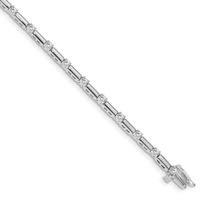 14K White Gold Complete 1 carat Round A Diamond Bar Link Tennis Bracelet