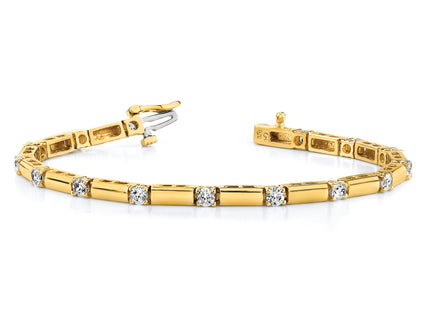 14k Complete 2.1 carat Round AAA Diamond Bar Link Tennis Bracelet