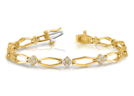 14k Complete 1/5 carat Round AA Diamond Cluster Fancy Bracelet