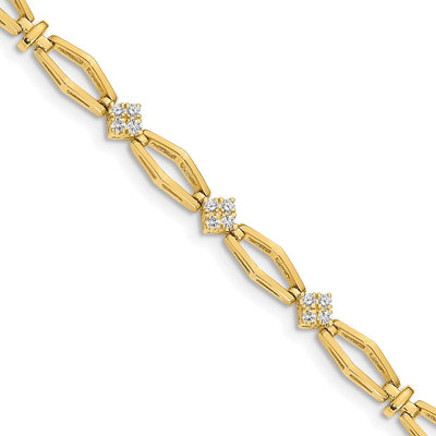 14K Complete 1/5 Carat Round Diamond Cluster Fancy Bracelet - Classic Design