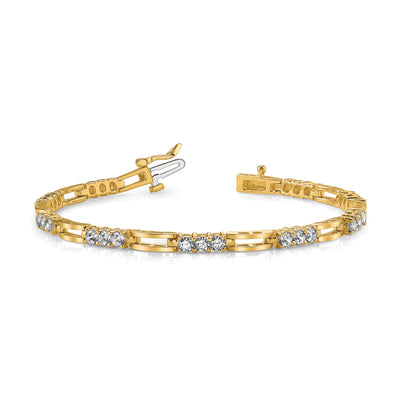 14K Complete 1.5 Carat Round Diamond Paperclip Link Tennis Bracelet