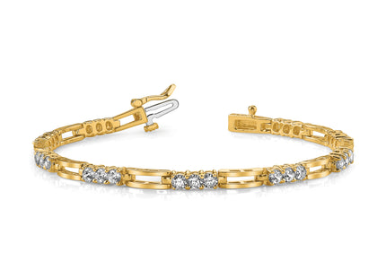 14k Complete 1.5 carat Round VS Diamond Paperclip Link Tennis Bracelet
