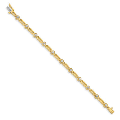 14K Complete 3/4 carat Round A Diamond 4-prong Bar Link Tennis Bracelet