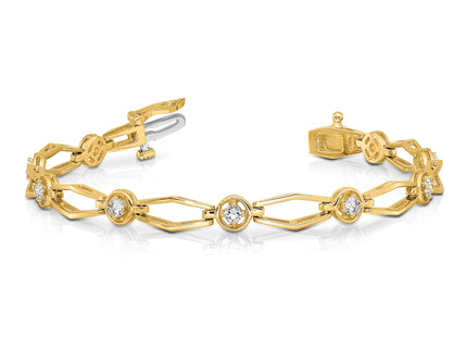 14k Complete 3/4 carat Round AA Diamond Fancy Link Bracelet