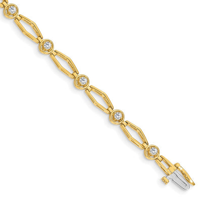 14K Complete 3/4 carat Round Diamond Fancy Link Bracelet