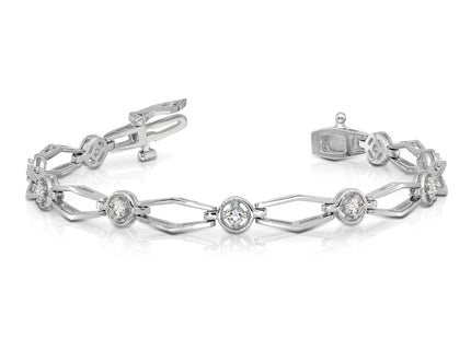 14k White Gold Complete 3/4 carat Round VS Diamond Fancy Link Bracelet