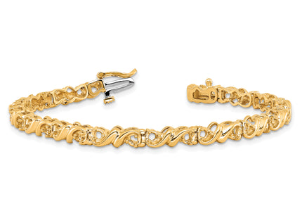 14k Holds 1.17 carat 30- Round Diamond Fancy Swirl Tennis Bracelet Mounting