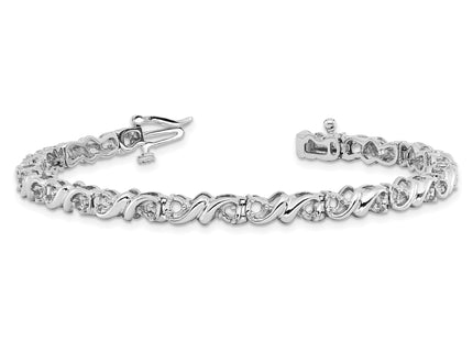 14k White Gold Holds 1.17 carat 30- Round Diamond Fancy Swirl Tennis Bracelet Mounting
