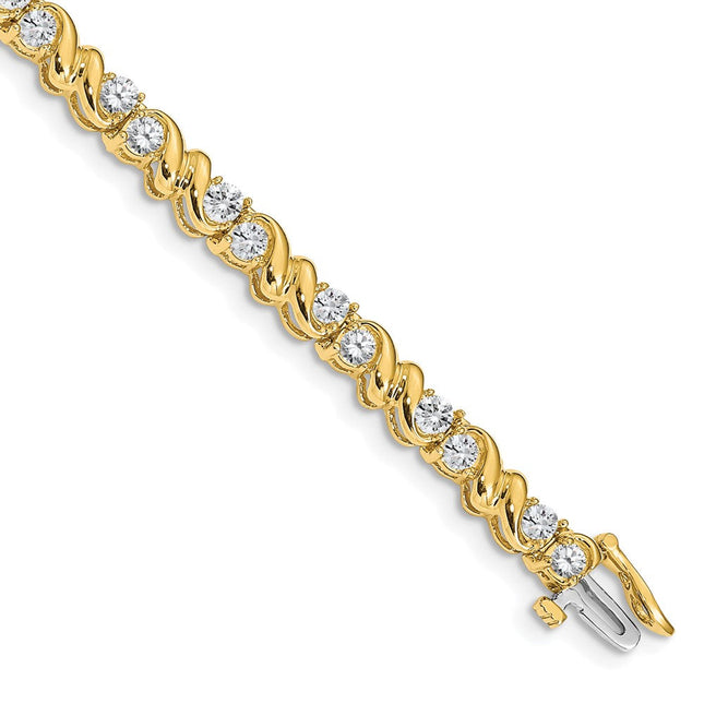 14k Complete 2.88 Carat Round Diamond Fancy Swirl Tennis Bracelet