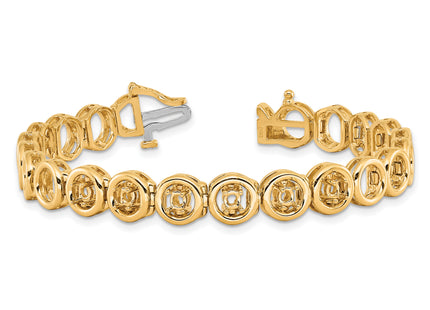 14k Holds 3/4 carat 6- Circle Add-a-Diamond Tennis Bracelet Mounting with 6 Heads