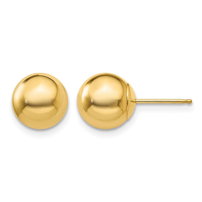14k Polished Ball Post Earrings, 8 x 8mm