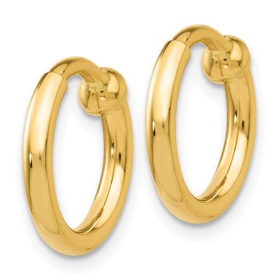 14K Non-Pierced Hoop Earrings, 10 x 2mm