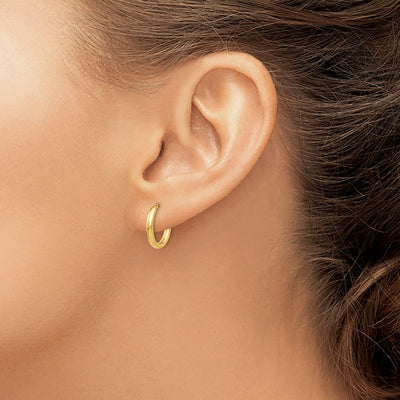 14K Non-Pierced Hoop Earrings, 10 x 2mm