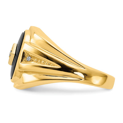 14K AA Diamond & Onyx Men's Ring