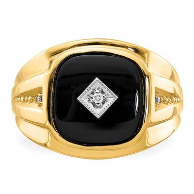 14K AA Diamond & Onyx Men's Ring