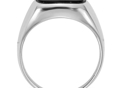 IB Goodman 14K White Gold Cushion Onyx and AA Diamond Men's Signet Ring, view 3