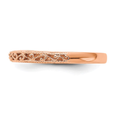 14K Rose Gold Filigree Wedding Band