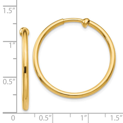 14K Non-Pierced Hoop Earrings, 25 x 2mm