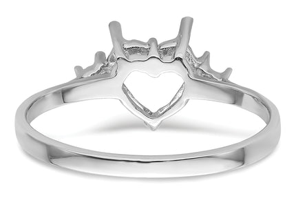 14k White Gold Diamond/ Heart Gemstone Ring Mounting
