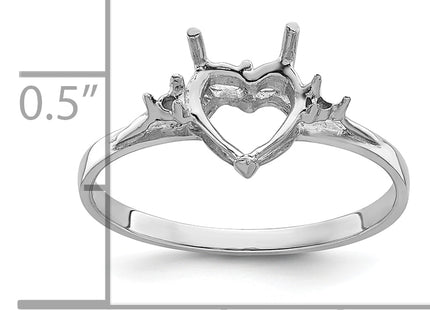 14k White Gold Diamond/ Heart Gemstone Ring Mounting