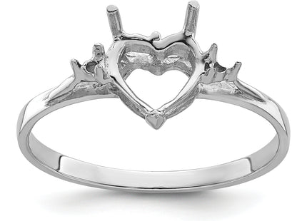 14k White Gold Diamond/ Heart Gemstone Ring Mounting