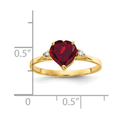 14K Heart Created Ruby Diamond ring