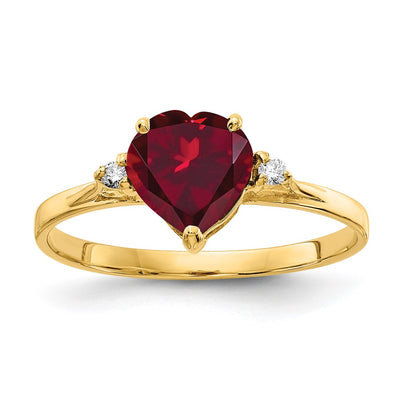 14K Heart Created Ruby Diamond ring