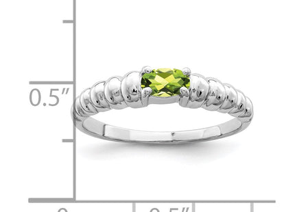 14K White Gold 5x3mm Oval Peridot East West Ring, view 3
