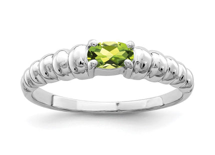 14K White Gold 5x3mm Oval Peridot East West Ring