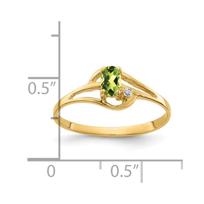 14K Peridot Diamond Ring