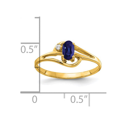 14K Oval Sapphire Diamond ring
