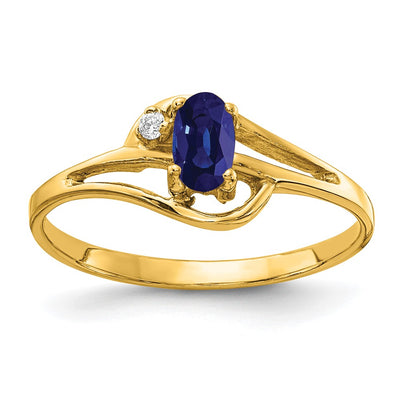 14K Oval Sapphire Diamond ring