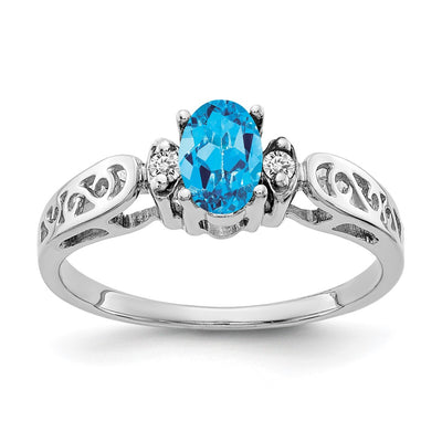 14K white gold diamond oval ring