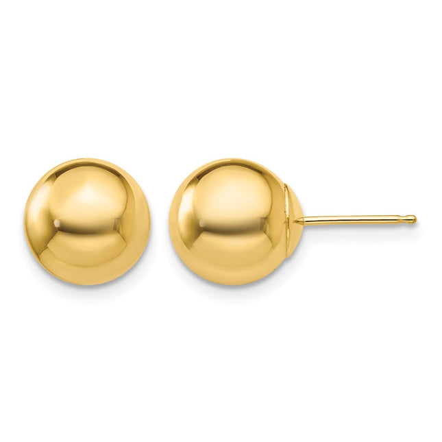 14k Polished Ball Post Earrings, 9 x 9mm