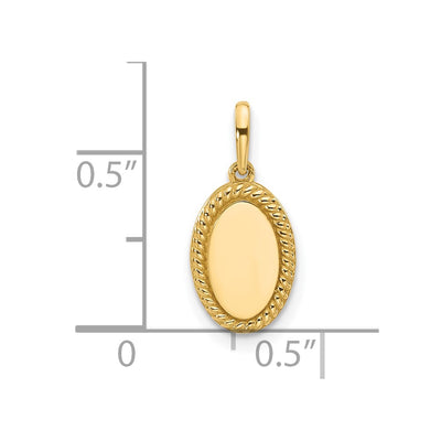 14K Polished Oval with Rope Border Charm