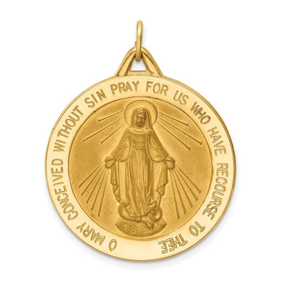 14K Miraculous Medal Pendant, 37 x 29.25mm