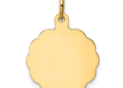 14K gold disc charm, further view
