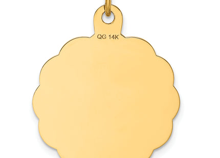 14K Wedding Bells Engraveable Disc Charm, 28 x 23mm