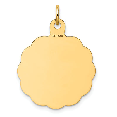 14K Wedding Bells Engraveable Disc Charm, 28 x 23mm