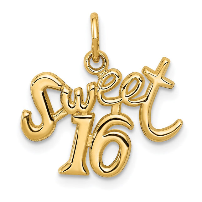 14k Sweet 16 Charm, 17 x 17mm