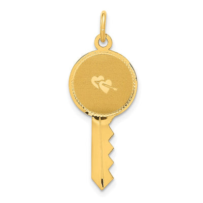14K Polished and Satin Hearts Flat Key Charm