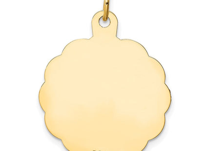 14K gold disc charm, further view