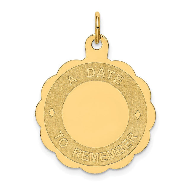 14K A Date TO Remember Disc Charm, 26 x 19mm