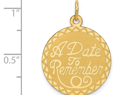 14K A Date TO Remember Disc Charm, 26 x 19mm